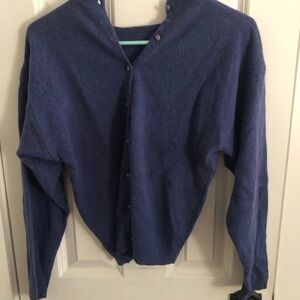 Purplish Navy Blue Button-Front Sweater